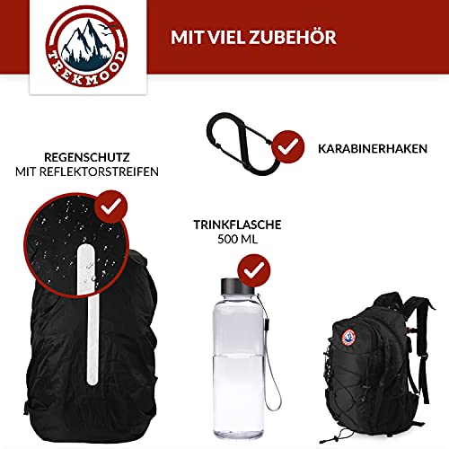 TREKMOOD Hiking Backpack (40L) - Outdoor Backpack with Water Bottle & Rain Cover - Travel Backpack for Men and Women with Multiple Compartments for Storing - Image 3