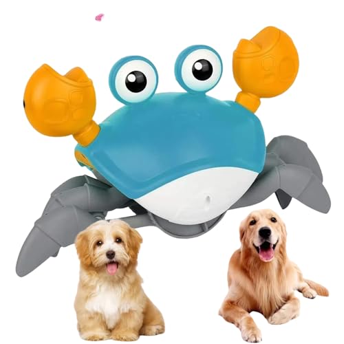 JMPTUFMT Crawling Crab Dog Toys with Obstacle Avoidance Sensor & Music Sounds Lights for Dogs Dancing Crab Toys Gifts for Puppy Small Medium