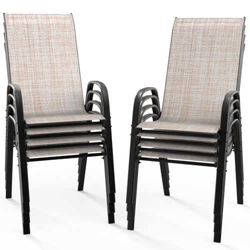 VINGLI Patio Chairs Set of 8, Yellow