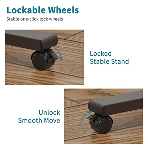 Image of Laptop Table Mobile Adjustable Height Portable Desk Notebook Swivel PC Computer Rolling Desk with Wheels, Laptop Stand for Couch Bedside Hospital Bed Table