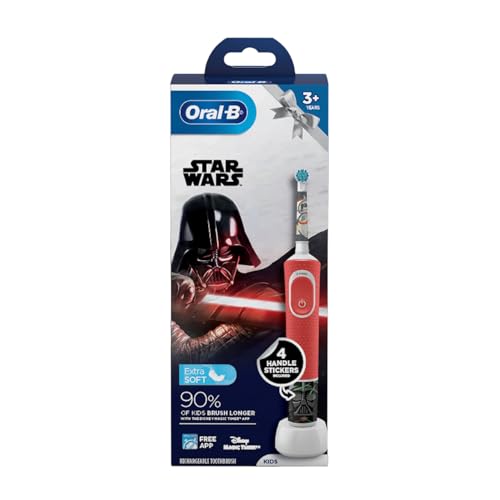 Oral B Kids Star Wars Rechargeable Rotating Electric Toothbrush, 2 Brushing Modes (Daily & Sensitive), 2 Min Timer with Quadpacer, 2 Year Warranty by Oral-B, IPX7 Water Resistant, Round Brush Head