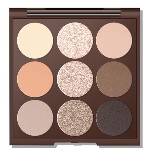 MYSTER ROSEY Neutral Eyeshadow Palette, Nude Eyeshadow Palette, Matte Eye Shadow Makeup Palette with Mirror, Long-Lasting Wear, Vegan, Cruelty-Free - 0.5oz (Satin Nude)