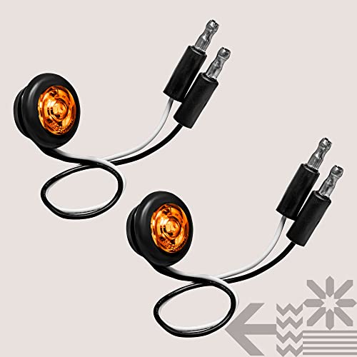 2Pc 3/4" Round Amber Trailer Led Marker Light [Dot Fmvss 108] [Sae P2Pc] [Semi-Spherical Output] [Ip67 Waterproof] [Bullet Style] Round Clearance Marker Lights For Trailer Truck #TOP7