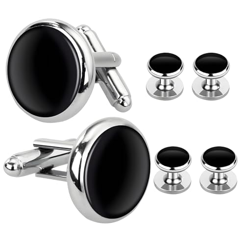 6PCS Cuff Links Mens Tuxedo Studs Set Durable Brass Cufflinks for Men Perfect for Wedding Banquet Ceremony Gift Giving
