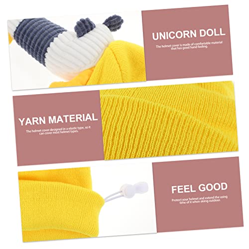 Protector funda para casco de esquí negro con hilo amarillo elástico lavable 5
