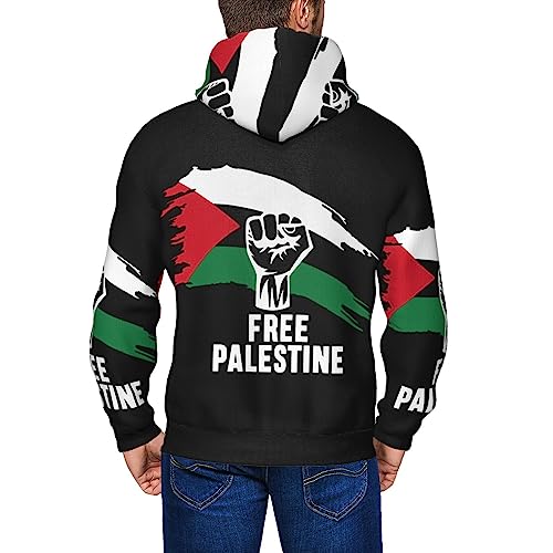 DJNGN Free Palestine Hoodies Men Womans Cardigans Full-Zip Hooded Hooded Sweatshirt Black