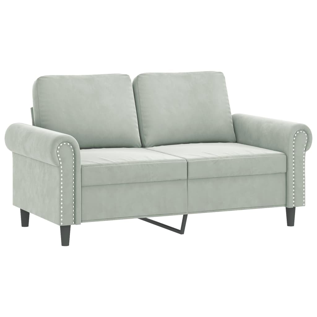 Hothingwell Sofa 3-osobowa jasnoszara aksamitna z poduszkami