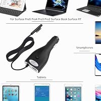 SUPERNIGHT Surface Pro Laptop Autoladegerät 42W 12V 2,58A für Microsoft Surface Pro 6 (5th Gen) 3 4, Book, Go - Mit 5V 2,1A USB-Anschlüssen für Schnelles Aufladen – Ansicht 6