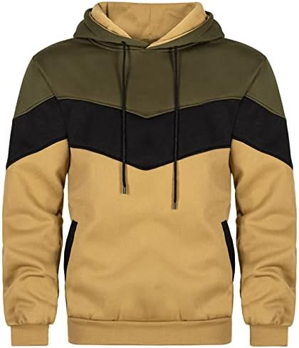 Keasmto Mens Hoodies Pullover Sweatshirt Color Block Fleece Long ...