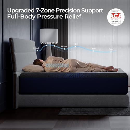 Image of Sweetnight CoolNest Pro 12 Inch Queen Mattress, Cooling Queen Size Memory Foam Mattress with 7-Zone Support for Pressure Relief, Full-Depth Airflow, CertiPUR-US Certified