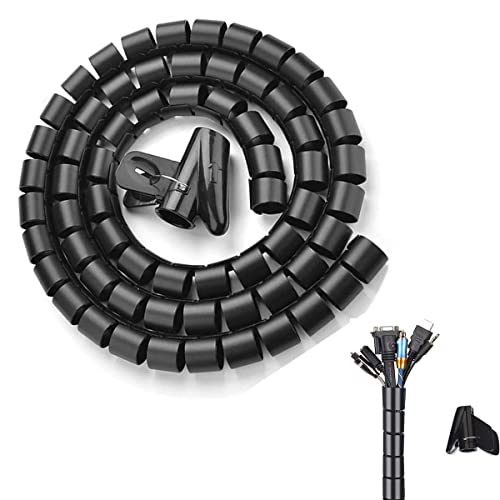 Système de Gestion des Câbles, 22mm*3M de Spirale Cache Cable Serre Câbles, Bricolage Protecteur de Câble Flexible pour Le Bureau à Domicile PC TV Organisateur de Fil(∅0.87')