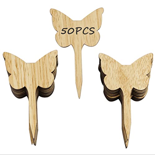 Dimoxii Targhetta per Piante in Bambù, 50 Pezzie Pianta Segni da Giardino Etichette per Piante e Verdure da Esterno e il giardino (Farfalla)