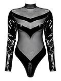 Durchsichtiges Patchwork aus Mesh, Lackleder im Wet-Look