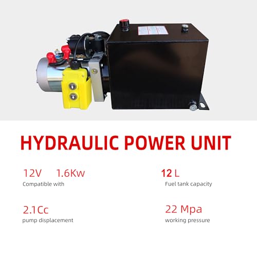 Image of 12 Quart Single Acting Hydraulic Pump Hydraulic Power Units 12V DC Hydraulic Pump SAE #6 Connector for Dump Trailer Car Lifting