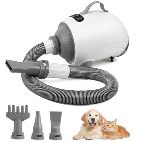 Sèche-cheveux pour chien 2100W puissant à 9 niveaux réglables et 3 buses