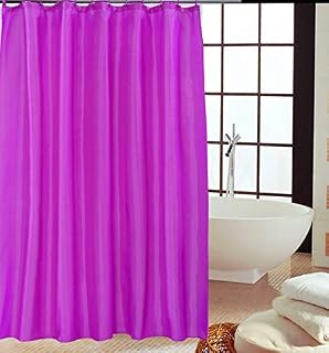 KAV Polyester Shower Curtain - Mould and Mildew Resistant, Soft Fabric, Machine Washable - Available in Black Colour with 12 Matching Hooks - Size 1.8m x 1.8m and 1.8m x 220cm