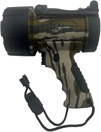 Cyclops 600 Lumen Waterproof LED Spotlight, Mossy Oak Bottomland Camo, Long-Range Beam, Multiple Light Modes & Battery Included