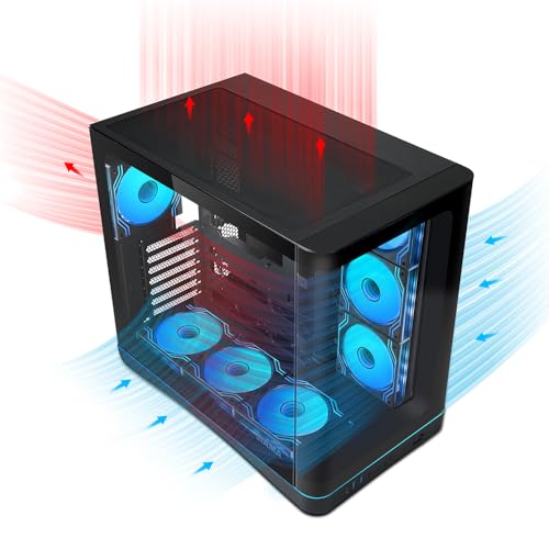 Image of SAMA V62 Mid-Tower PC Case, 7x120mm Pre-Installed ARGB PWM Fans, 4mm Tempered Glass, USB 3.1 Type-C & USB 3.0 Ports, 7 Slots, Support ATX /MATX /ITX (Back-Connect Compatible), Black