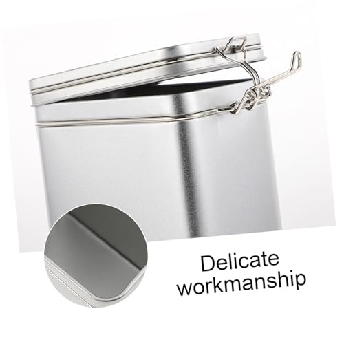 Recipiente hermético café especias caja metálica rectangular con tapa 4