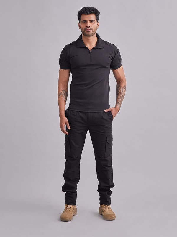 Image of MOUNTMILLER Men's Short Sleeve Ripstop Tactical Polo T-Shirt | Anti-Odor | Moisture-Wicking | UV Protective| Ideal for Hiking & Trekking, Outdoor