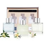 DIUFJAG 3 Pack Reed Diffuser Set, 5.07 oz Reed Diffusers with 12 Black Fiber Sticks, 150 ml Osmanthus Vanilla Jasmine Air Freshener for Home,Long Lasting up to 90 Days