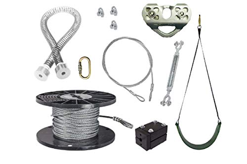 Zlp Manufacturing 75' Spring Stop Zip Line Kit - Trolley With Swing Style Seat & Spring Brake - Rated Up To 350 Lbs. #TOP4