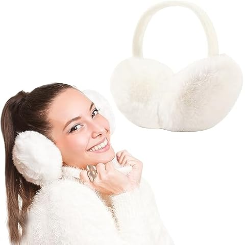 FSMILING Fluffy White Ear Muffs for Women Cover