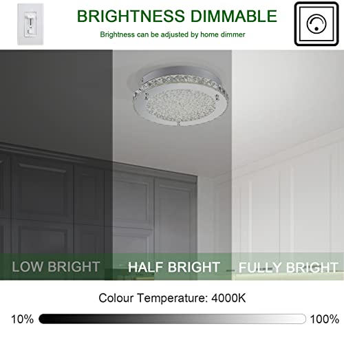 Kwpcvz Led Crystal Ceiling Light Fixture 13.77 In Flush Mount Ceiling Lighting Close To Ceiling Light Fixtures Chandelier For Bedroom Hallway 4000K Neutral Light Dimmable Brightness 2640Lm #TOP4
