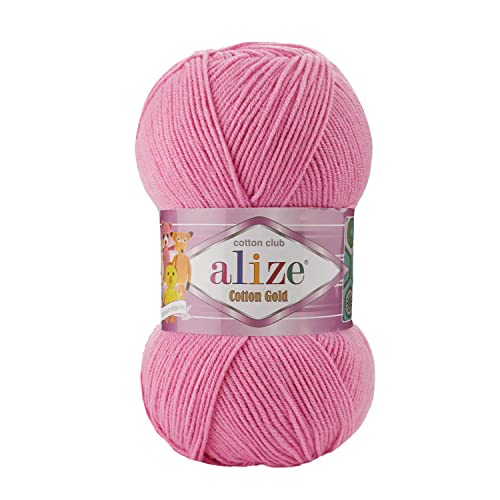 Image of 55% Cotton 45% Acrylic Alize Cotton Gold Yarn 1 Skein /Ball 100 gr 360 yds (264 - Pink)