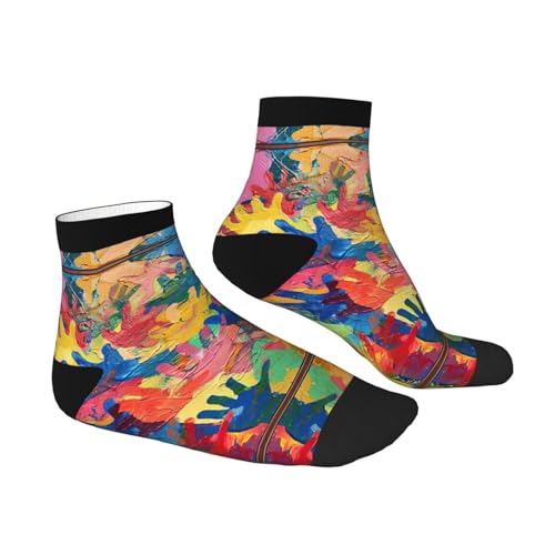 Kids Hand Print Print Sporty Straight Tube Socks For Running Enthusiasts,Breathable And Fashionable3