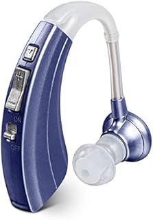 Digital Hearing Amplifier by Britzgo BHA-220. 500hr Battery Life, Modern Blue, Doctor and Audiologist Designed