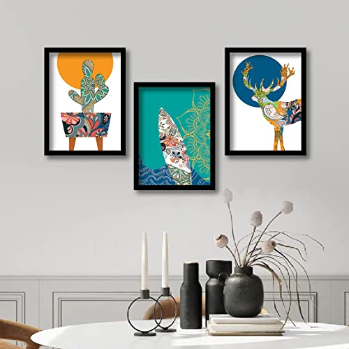 Image of kotart - Premium Digital Painting with Frame for Home Decoration | Vibrant Modern Art Painting for Living Room Bedroom Office Room Wall Decor Set of 3 (Art 3, 19x25 inch)