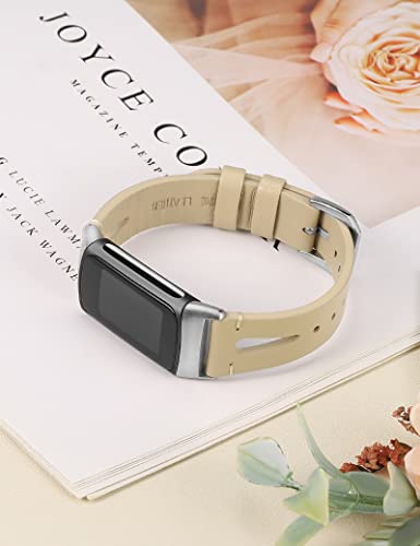 Wearlizer Kompatibel mit Fitbit Charge 6/Charge 5 Armb&auml;nder f&uuml;r Damen Herren, Weiches Lederarmband Ersatzarmband,Schlankes Armband zubeh&ouml;r f&uuml;r Charge 6/Charge 5 Activity Tracker