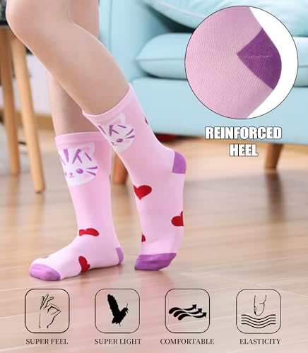 Image of SDBING Womens Cat Socks Cute Gifts Animal Soft Breathable Thin Cotton Casual Crew Socks 5 Pairs