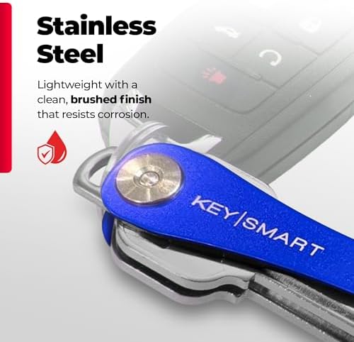 KeySmart - Compact Key Holder and Keychain Organizer - Smart and Lightweight Key Holder with Loop Piece Included Idea (up to 14 Keys, Blue)