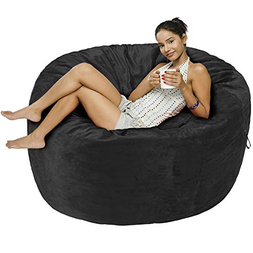 Amazon Basics Memory Foam Filled Bean Bag Chair with Microfiber Cover - 5 , Gray