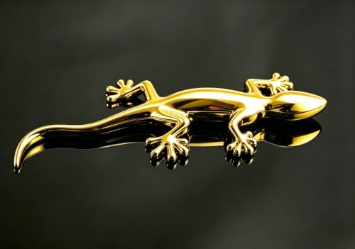 Image of 2PCS 3D Gecko Emblem Car Sticker Metal Chrome Silver Spider Badges Sticker for Universal Car Vehicle, Truck, Motorcycle, RV, Scooter, SUV, Door, Window for Headphone Decorations (Yellow Gecko)