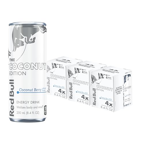 Red Bull Coconut Edition Energy Drink, Coconut Berry, with 80mg Caffeine plus Taurine & B Vitamins, 8.4 Fl Oz, Pack of 12 Cans