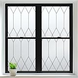 rabbitgoo Window Privacy Film for Glass Windows, Frosted Glass Cling with Decorative Moroccan Lattice, Removable Heat Control Sun Blocking Door Covering Sticker for Home Bathroom, 17.5 x 78.7 inches