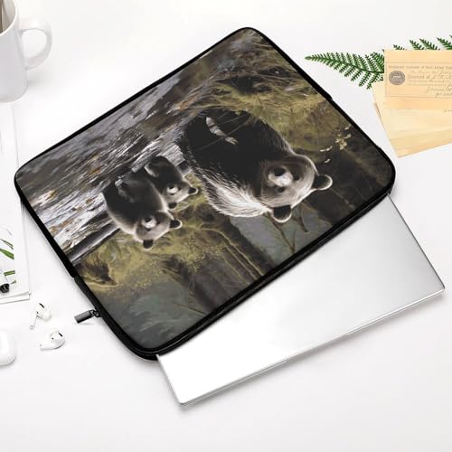 Funda para laptop 17 pulgadas Mother Bear And Her maletín resistente al agua negro para MacBook 4