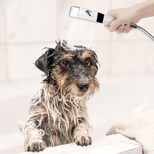 Acessório de chuveiro de cachorro, pulverizador de chuveiro para lavagem de animais de estimação com