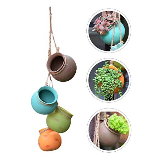 Potenciômetro Suculento Pendurado Com Corda: Parede Pendurado Cerâmica Mini Suculenta Montagem de Te