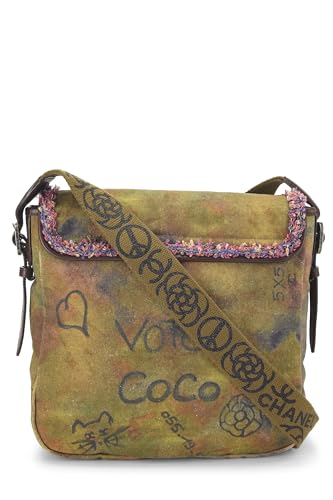 Pre-Loved Green Graffiti Canvas On The Pavements Messenger, Green4