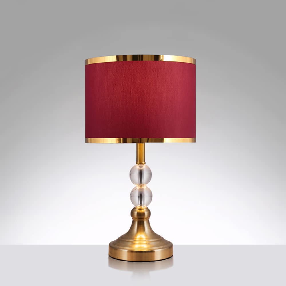Mengjay Lámpara de mesa con cubo de cristal, base y pantalla de metal, base de lámpara E27, metal, pantalla de tela, cristal, 25x25x47cm (B)