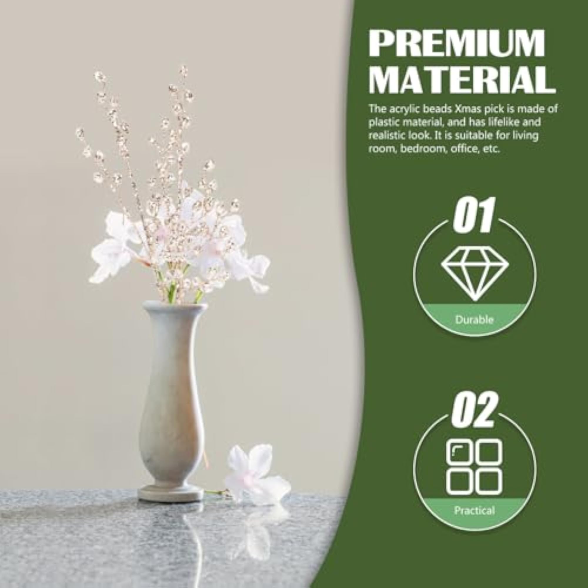 2pcs Christmas Decorations Simulation Acrylic Stems