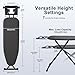 Foldable Ironing Board, Lightweight Iron Board, Adjustable Height, Space-Saving Ironing Stand Heat Resistant Washable Cover with Iron Rest, Non Slip Reinforced Heavy Sturdy Metal Steel Legs, Black