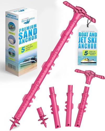SandShark New Sport Boat Anchor and Jet Ski Anchor. 4ft Shallow Water Anchor Pole for Boat and PWC. Sand Anchor Kit for Boat and Kayak Anchor System. Easy Storage, High-Strength ABS Plastic.