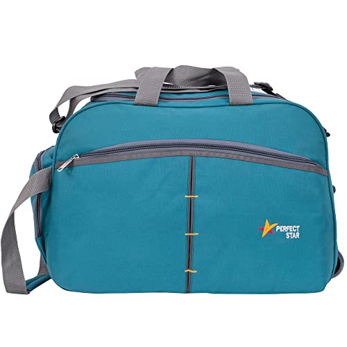 Image of Perfect Star 65L Duffle Bag for Travelling | Lightweight Polyester Trolley Bag with Wheels | Hand Carry Travel Bag for Men and Women | Weekend Trip Luggage Bag (Teal Blue)