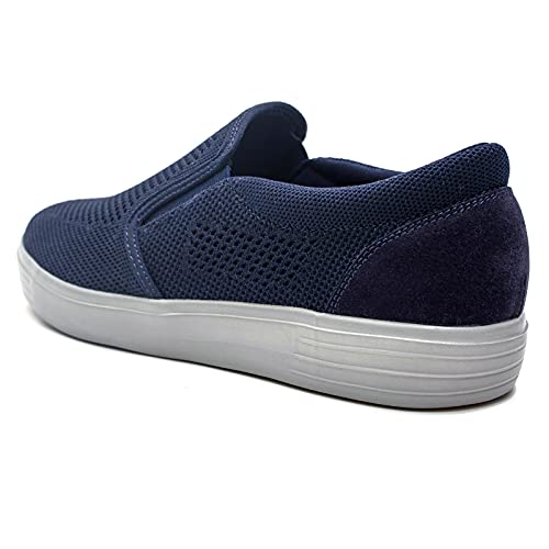Konhill Men's Slip On Sneaker - Knit Walking Loafers Memory Foam Driving Work Skate Shoes Arch Support Slip Resistant Shoes 11.5 Us Navy,45.5 #TOP6