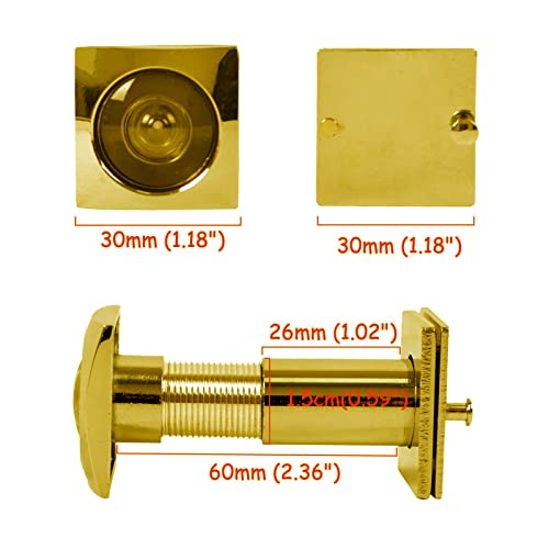 Door Viewer Peephole, Solid Brass 220-Degree Door Viewer With Heavy Duty Rotating Privacy Cover For 1-3/8" To 2-1/6" Doors For Home Office Hotel (Square-Chrome Gold) #TOP1